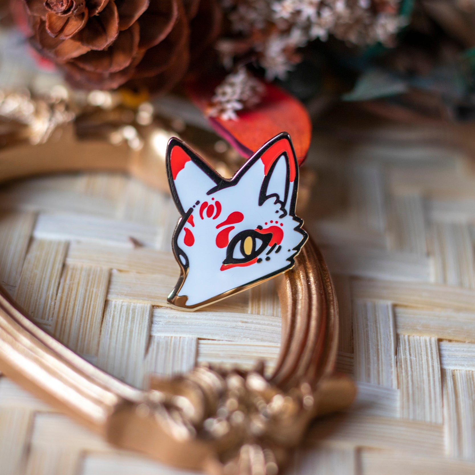 White Kitsune | Enamel Pins - Aurigae Art &Illustration