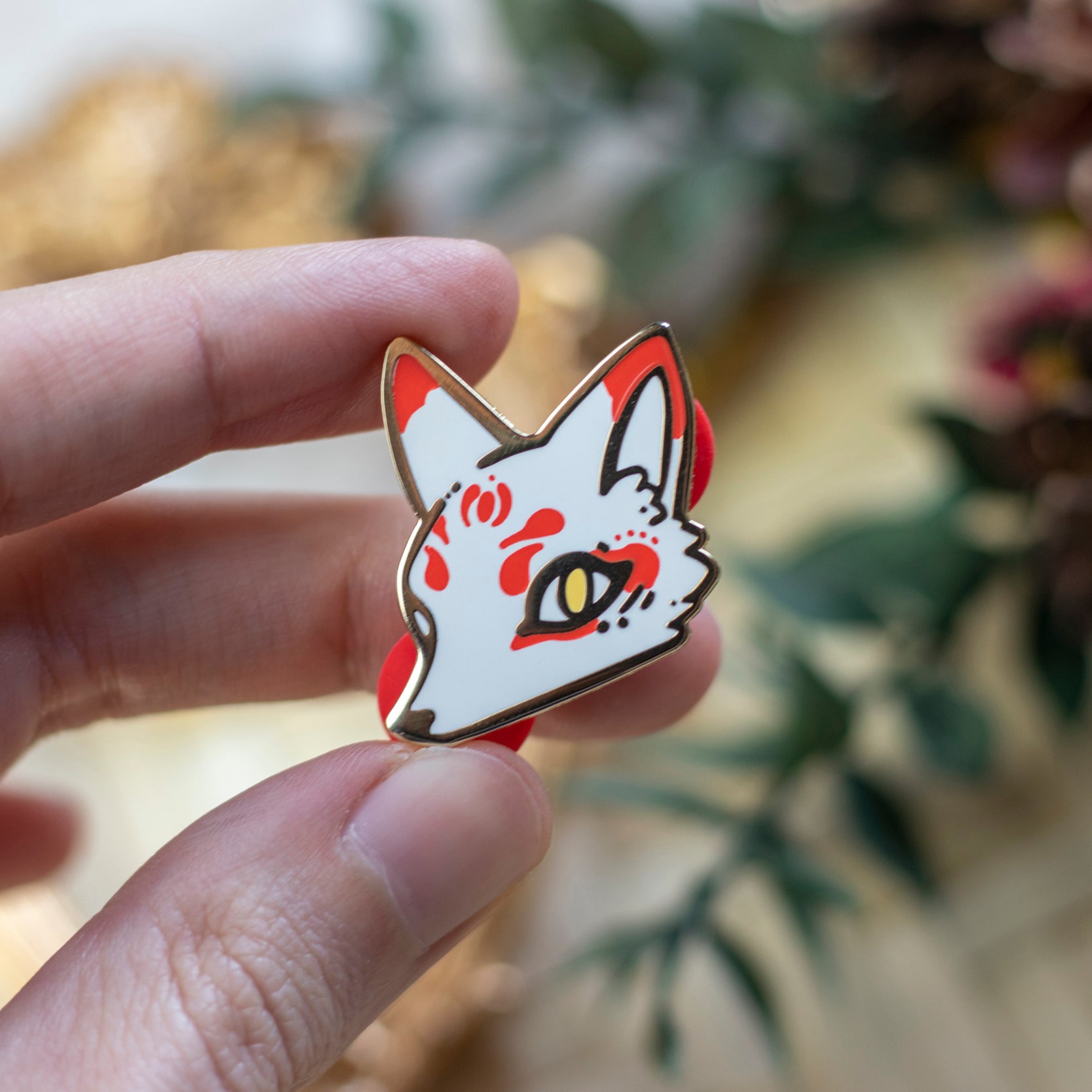 White Kitsune | Enamel Pins - Aurigae Art &Illustration