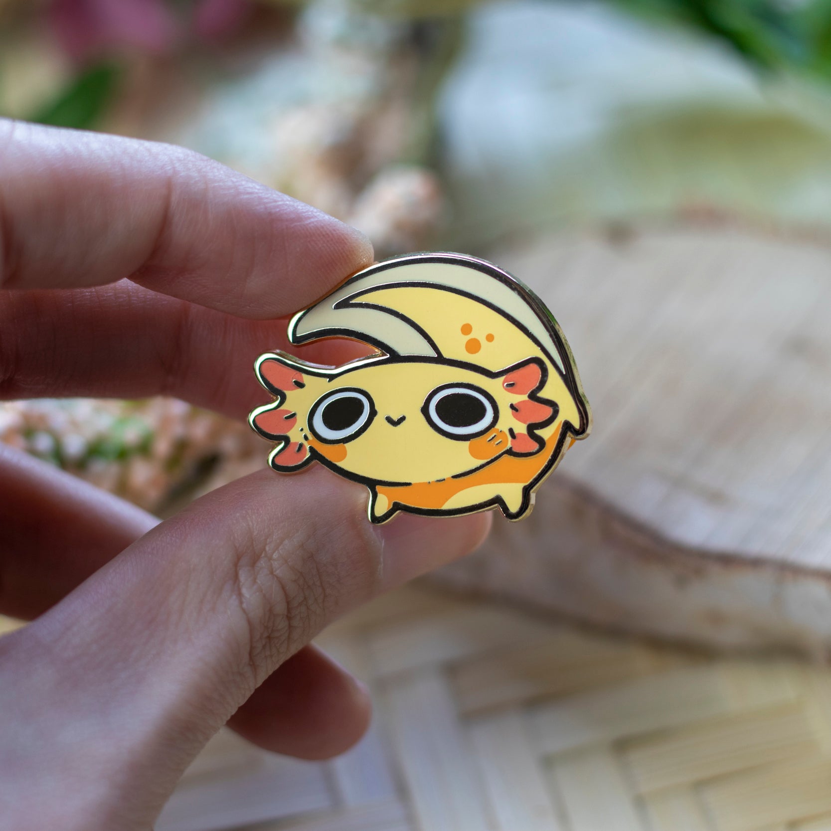 Gold Axolotl | Enamel Pins - Aurigae Art &Illustration