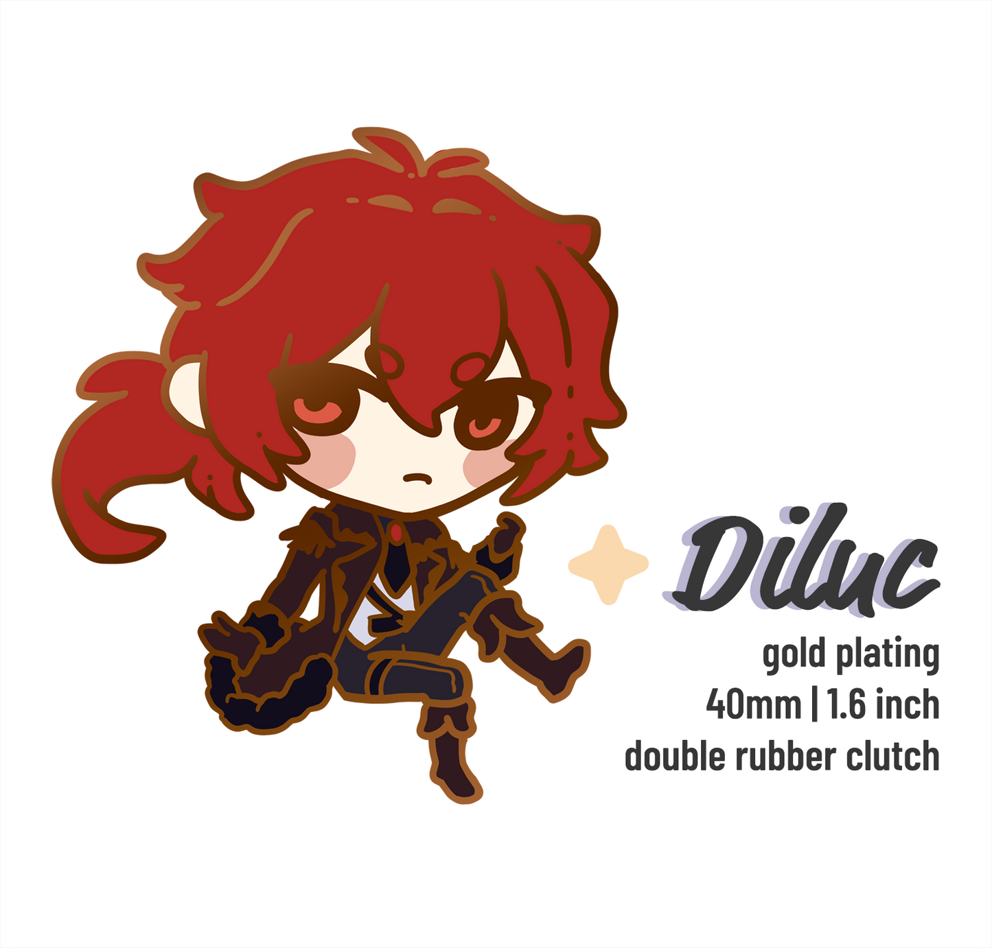 [PRE-ORDER] [SHIPPING MID APRIL] Diluc | Genshin Impact | Enamel Pins - Aurigae Art &Illustration