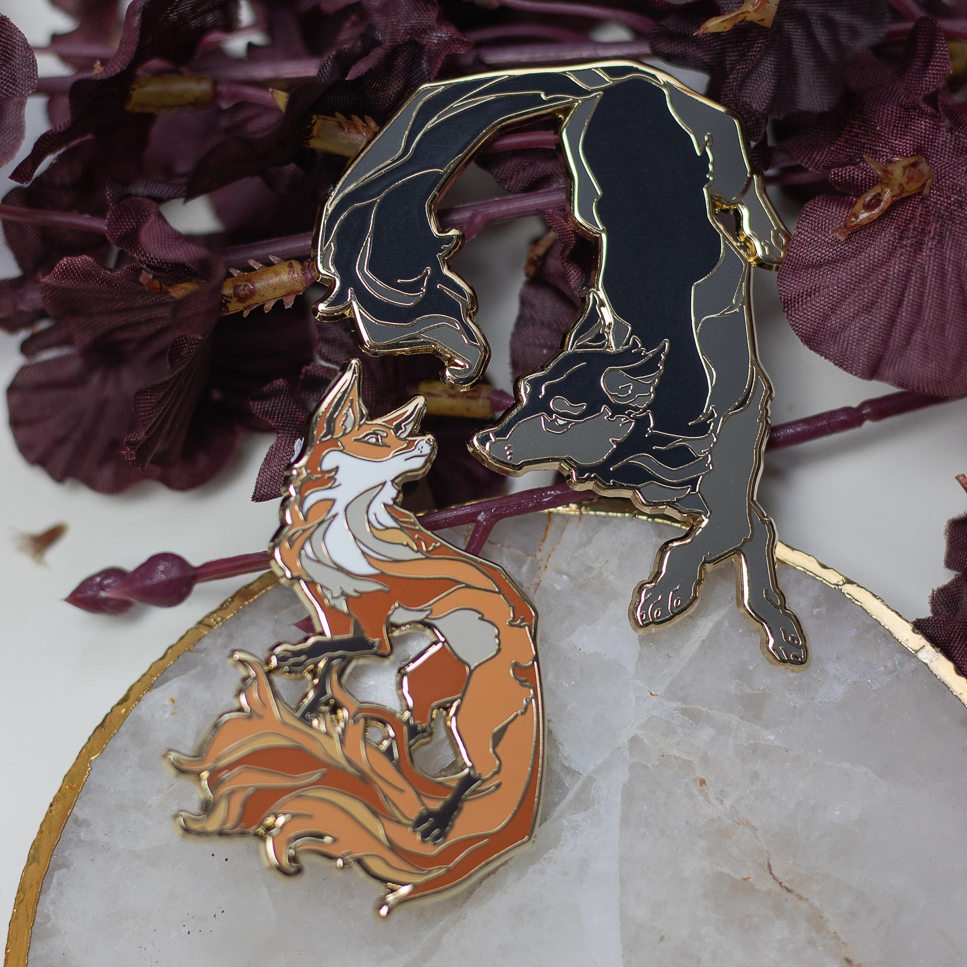 Fox & Wolf | Enamel Pins - Aurigae Art &Illustration