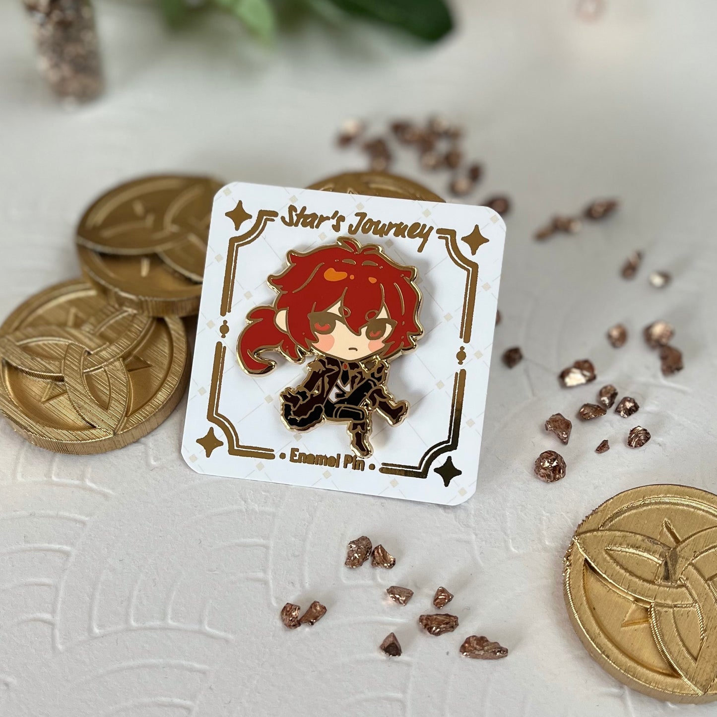 Diluc | Genshin Impact | Enamel Pins - Aurigae Art &Illustration